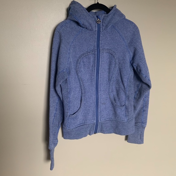 lululemon athletica Tops - Lululemon blue striped scuba hoodie size 8